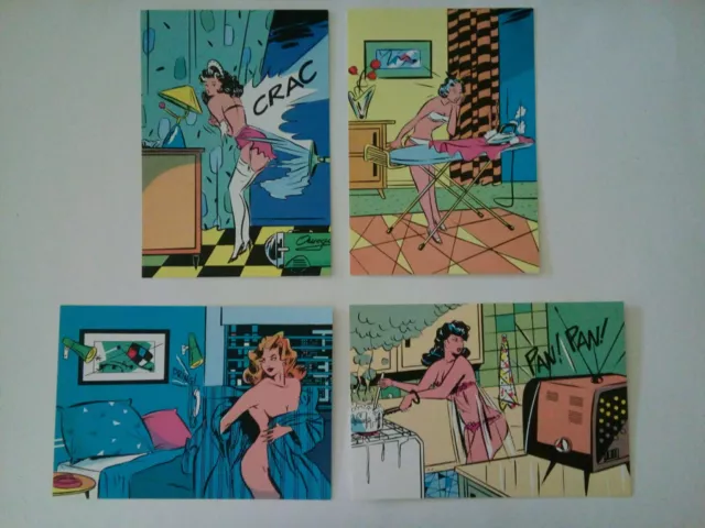 4 carte postale postcard Albert Lingot 1984 Editions Gentiane pin up