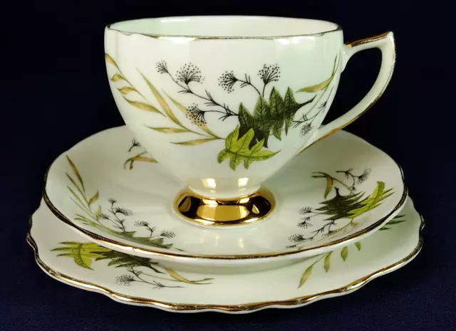 Vintage Colclough Leaves Bone China Tea Trio