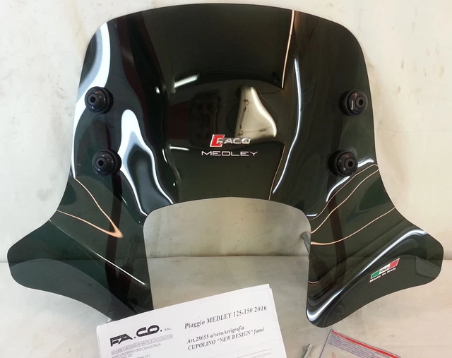 Pare-brise Haut Transparent Fabbri Pour Piaggio Medley 125 (2016-2019) - Fabriqué En Italie, Référence 3285/A