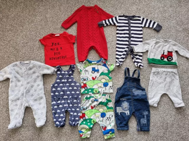 All Next Baby Boy Clothes Bundle, 0-3 Months, Outfits, sleepsuits, Dungarees.
