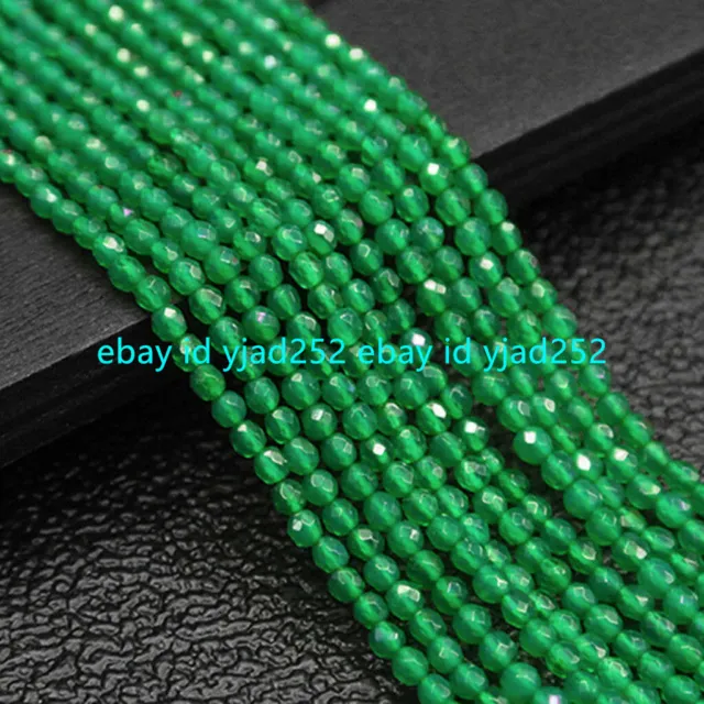 15" 4mm Genuine Natural Faceted Green Jade Round Gemstone Loose Beads