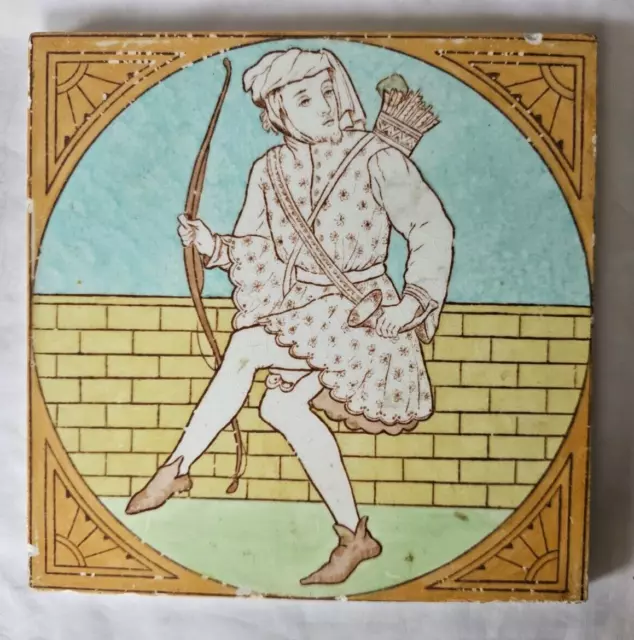 Minton Archer Design 6 Inch Tile, Circa 19Th Century