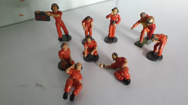 9x mecánicos pintados de tripulación de pozo - rojo - figuras metálicas - coches escaléxtricos/ranura