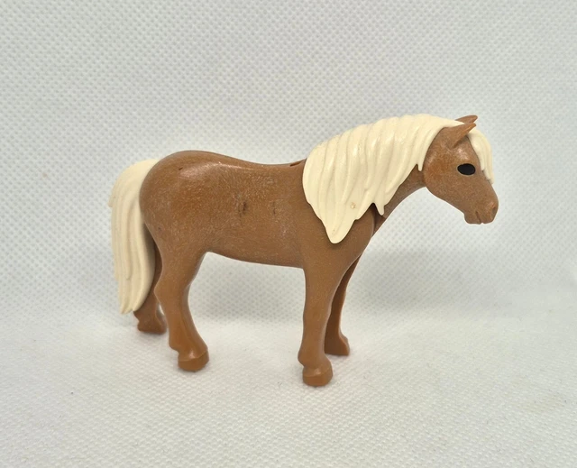 Poney Playmobil Marron Foncé Avec Crinière Beige - Pièce D'occasion Pour Sets Divers