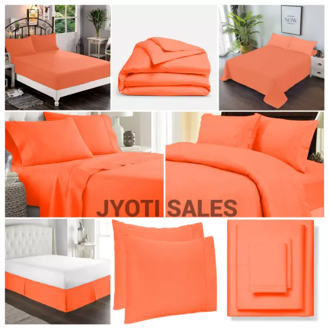 1000TC - 1200TC 100%Egyptian Cotton Orange Solid Sheet Collection Select Item