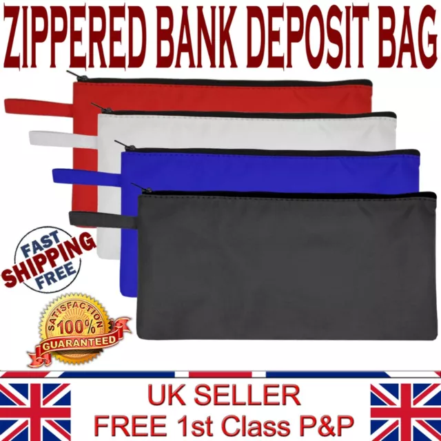 LTG Bank Deposit Cash Zip Bag Quality Multi purpose Pouch Coin Taxi Polyester