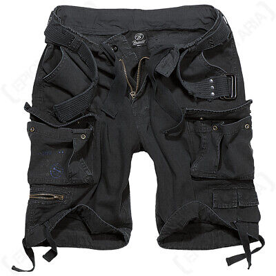 Brandit Savage duro durevole 100% Cotone Pantaloni Corti con Tasconi con cintura-nero 