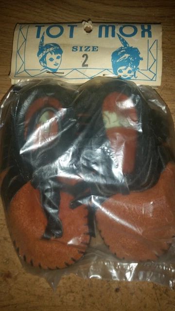 Vintage Taos Tot Mox Indian Maid Toddlers Moccasins Size 2 New In Package