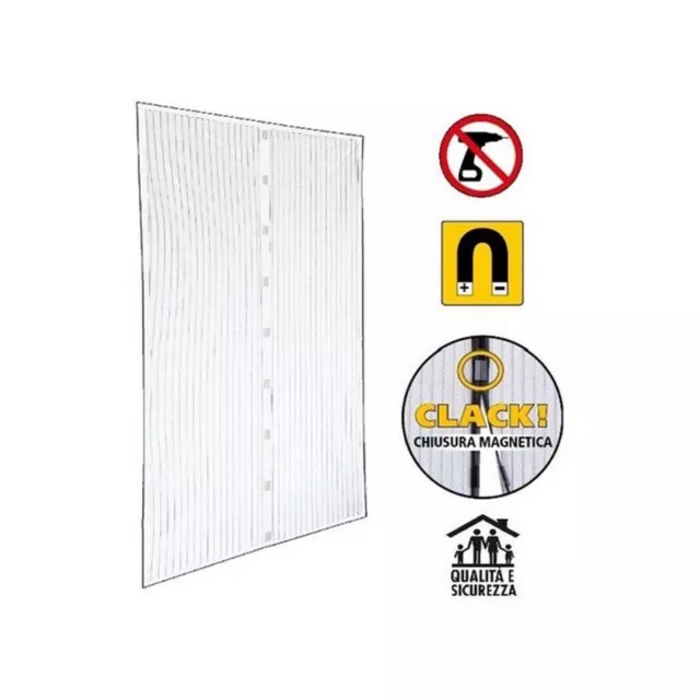 Irs Zanzariera A Tenda Magnetica Per Porte Bianco 120cm 2 Pannelli Da 60cm X 240