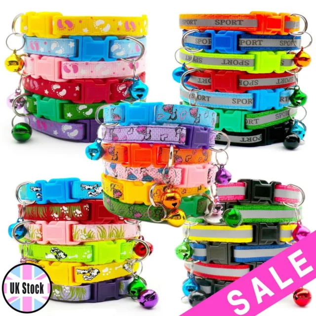 Cat Collar Adjustable Kitten Puppy Dog Pet Collar With Bell Snap Buckle