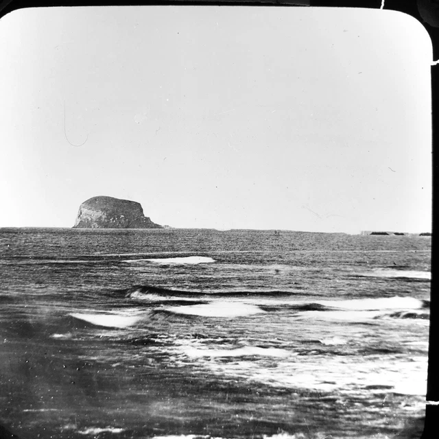 Antique Magic Lantern Glass Slide Photo Bass Rock Island Scotland C1900