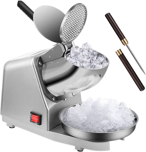 Electric Dual Blades Ice Crusher Shaver Snow Cone Maker Machine Silver