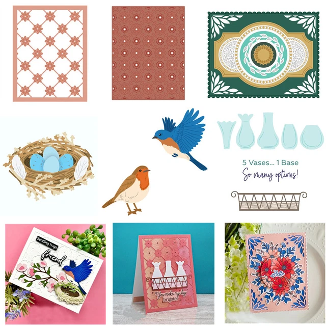 Layering Birds Nest Vase Frame Metal Cutting Dies Scrapbook Stencils Paper Craft