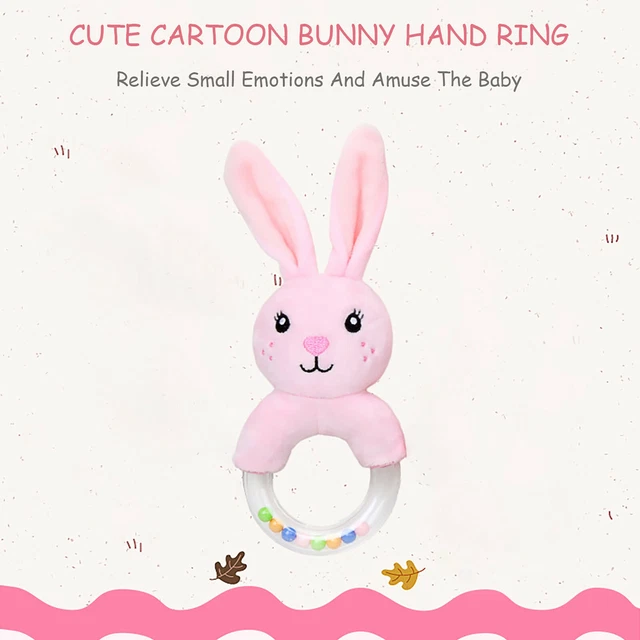 Cute Bunny Hand Ring Music Gift Cartoon Rabbit Plush Rattle Baby Sensory Toys
