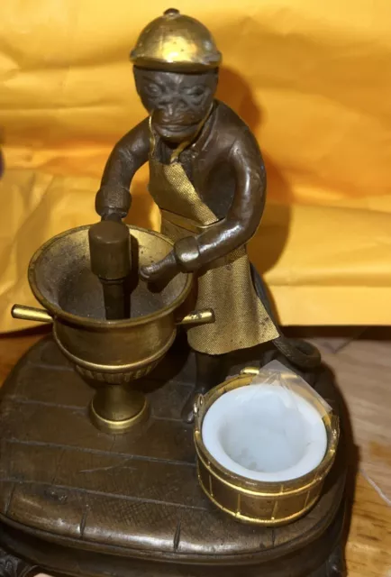 ANTIQUE METAL AND Brass Standing Monkey Inkwell $315.00 - PicClick