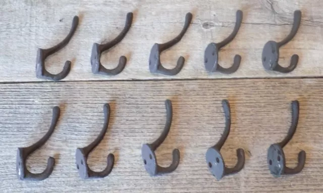 10 Coat Hooks Hat Keys Pots Pans Dog Leash Storage Organization Rustic Cast Iron