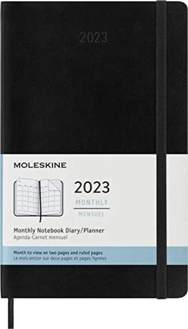 (TG. Large) Moleskine Agenda Mensile 2023, Agenda 12-Mesi, Agenda Mensile con Co