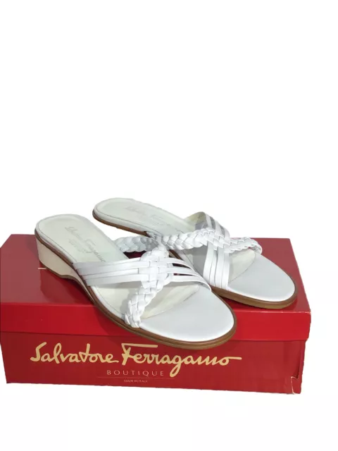 Salvatore Ferragamo White Leather Sandal Sz 7