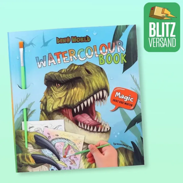 Dino World Watercolour Buch | ink. Pinsel | ab 2 Jahren | Malbuch