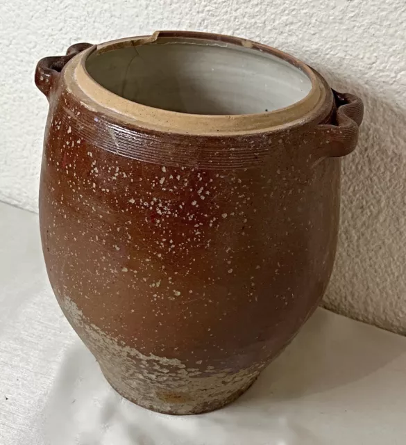 Ancien XXème grand pot à graisse en grès