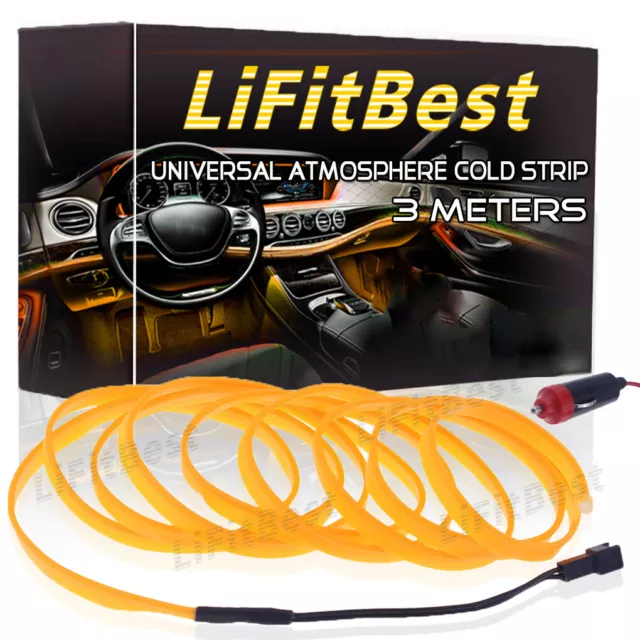 9.84ft EL Wire Yellow Cold light lamp Car Accessories Neon Lamp Atmosphere Decor