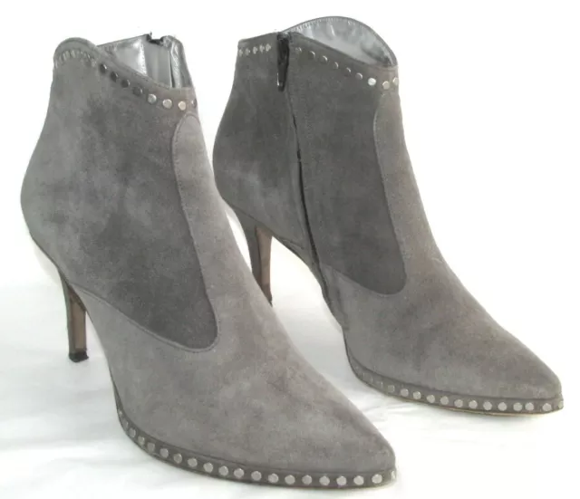 FREE LANCE - Bottines à talons 8 cm cloutées cuir daim gris 38 - TRES BON ETAT