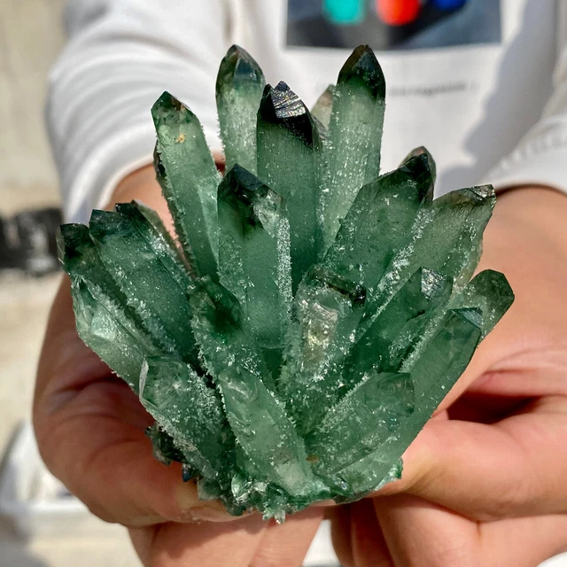 279G New Find Green Phantom Quartz Crystal Cluster Mineral Specimen Healing 14