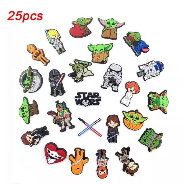 25Pcs Star Wars Shoe Charms for Beach Sandals Wristband Decoration Accessories