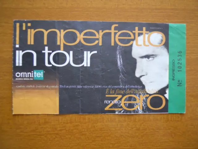 Biglietto Renato Zero L'Imperfetto In Tour Buone Condizioni