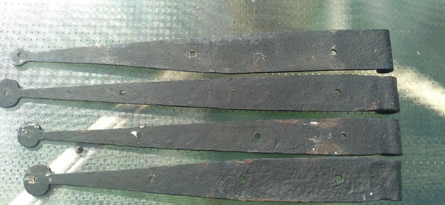 Vintage Hand Forged Wrought-Iron Barn Strap Hinges 2