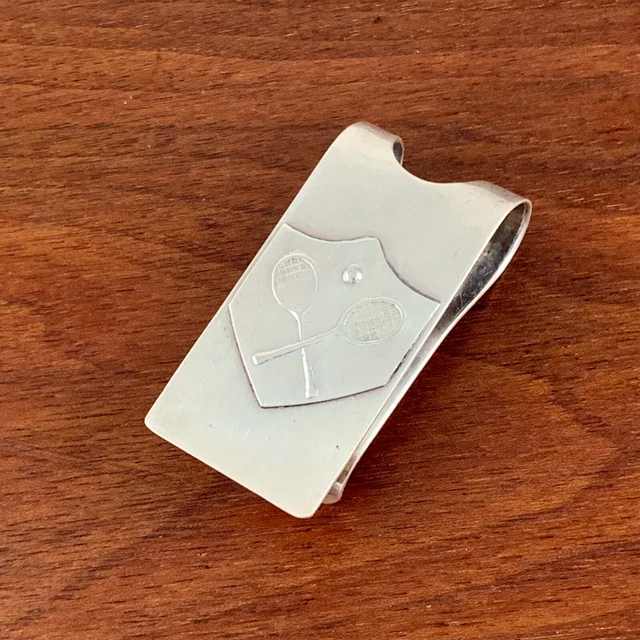 Ari D Norman English Sterling Silver Money Clip Tennis Racquets Ball No Monogram