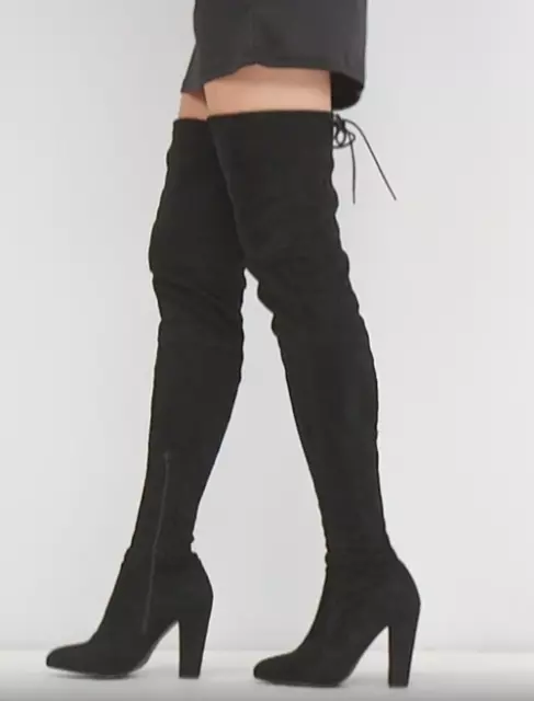 *** Asos Public Desire Overknee Stiefel Tiger Thigh High Boots Suede Gr 41 **