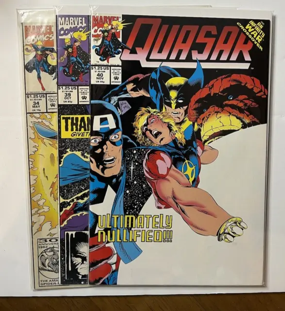 Quasar #34 #39 #40 1992 Marvel Comics 1st Kismet Infinity War Thanos Guardians