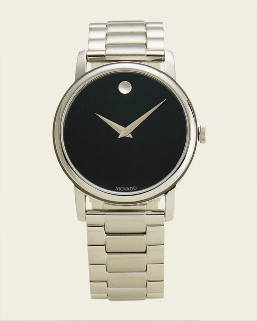 Movado Classic Museum Quartz Black Dial Men's Watch 2100014 MSRP $795