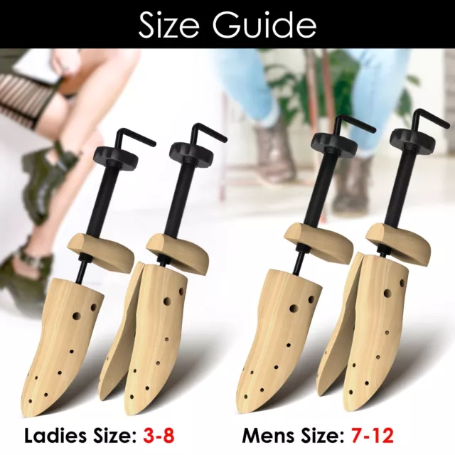 Shoe Tree Stretcher x1 Wooden Women Men Width Size Wood Shaper Adjustable Corn 3