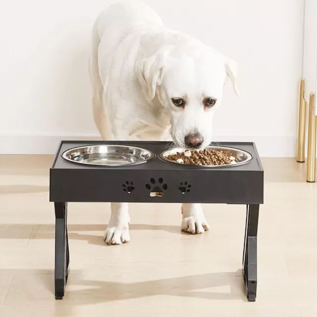 Large Dog Bowls Double Diner Food Water Raised Feeding Dishes  Adjustable Stand