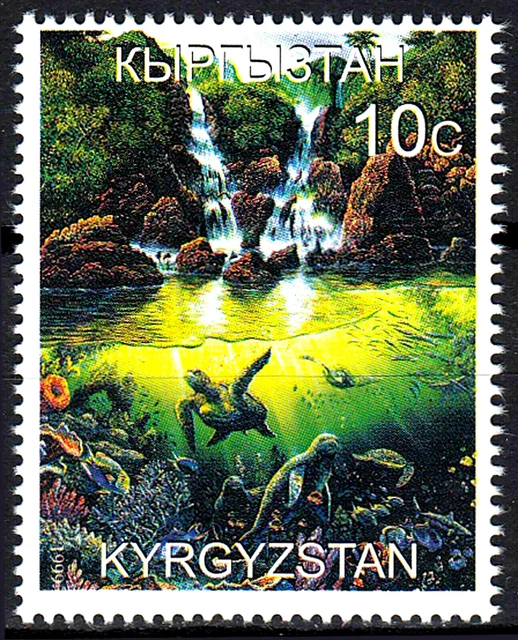 Kirgisistan postfrisch MNH Schildkröte Reptil Robbe Wasserfall Korallen / 65