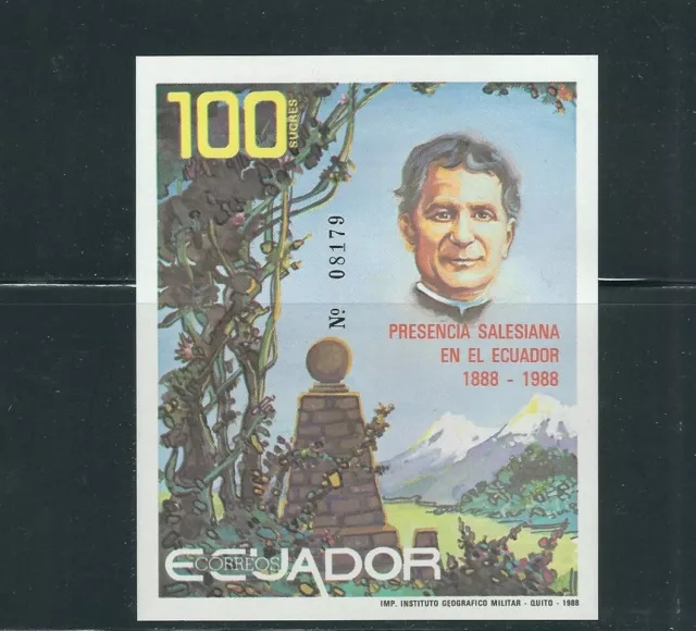 Équateur 1988 Salesian Frères Religion Thème Souvenir Feuille (Sc 1180) VF MNH