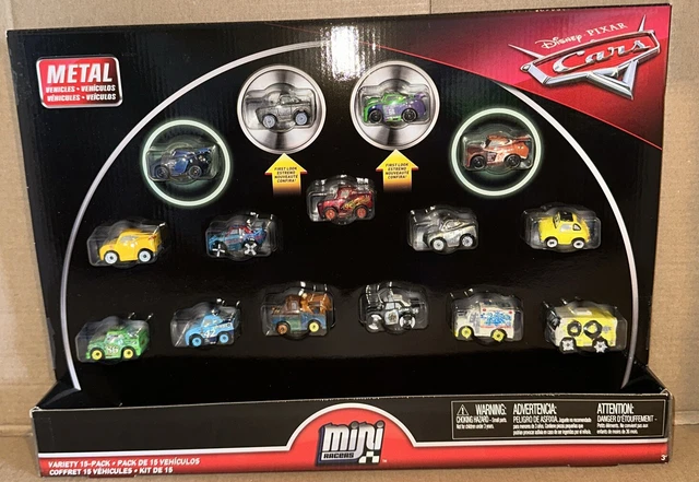 DISNEY PIXAR CARS Variety 15 Pack Mini Racers Silver Glow In The Dark ...