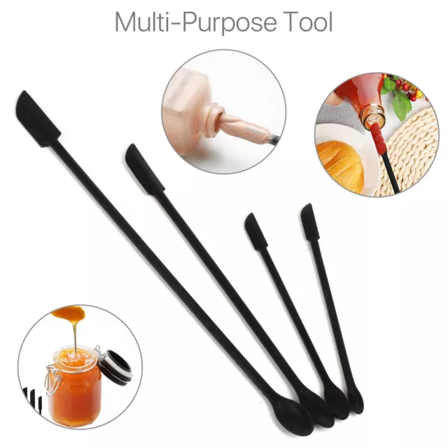 4 Pcs Black Mini Silicone Spatula Set 4 Sizes for Kitchen Bottles Cosmetic Jar