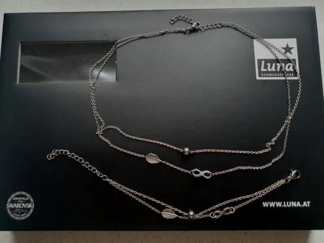 Luna Schmuck Halskette mit Armband, Silber