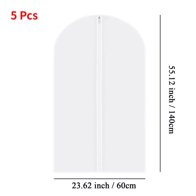 5 Pcs Garment Bag Travel Suit Dress Storage Clear Cover Full Zipper Coat Carrier