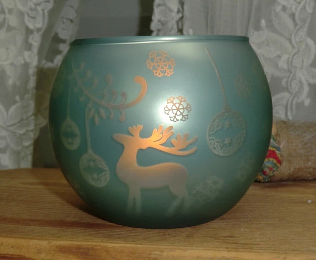 Goldbach 2x Kugel Windlicht Elch salbeigrün wie Bauernsilber Weihnacht Country
