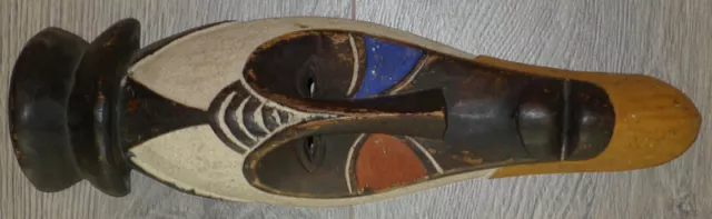 Small African Polychrome Hand Carved & Painted Wooden Nigerian Igbo Mask