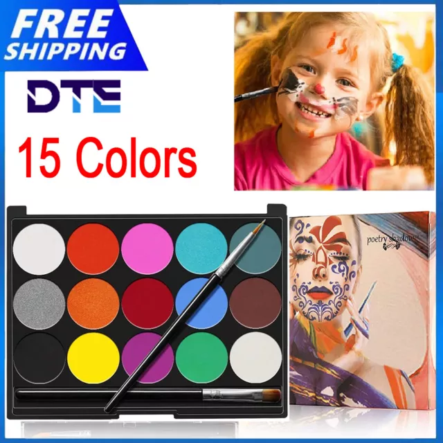 15 Colors Non Toxic Face Body Paint Make Up Palette Water Based Oil Painting