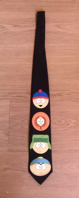 Vtg Ralph Marlin Neck Tie South Park Boys Big Heads Black Novelty Comedy Central