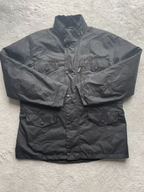 Mens Barbour Wax Sapper Jacket Size Large Pockets Heavy Great Condition Black