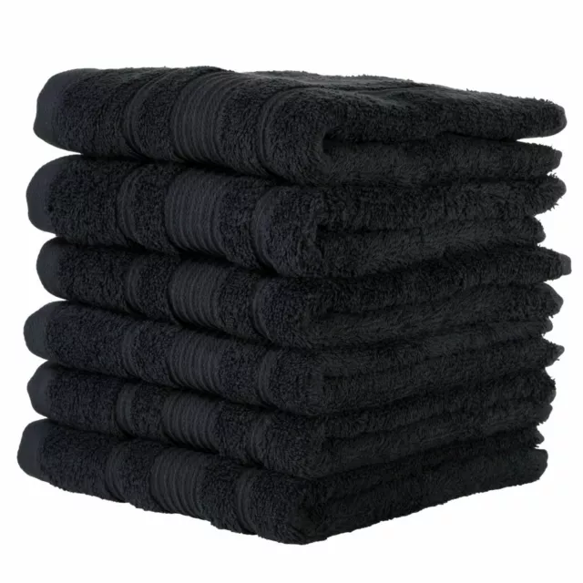 BLACK Color of 6 Large Bath Towels 100% Cotton  27"x55"  Highly Absorbent Soft