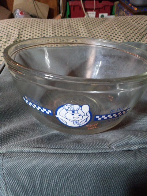 Pillsbury Doughboy Poppin Fresh Mixing Bowl 1.5 Qt Anchor Hocking Ovenware Glass