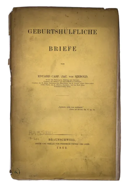 1862, 1st Ed, SIEBOLD, GEBURTSHULFLICHE BRIEFE, GERMAN MEDICAL BOOK, PREGNANCY